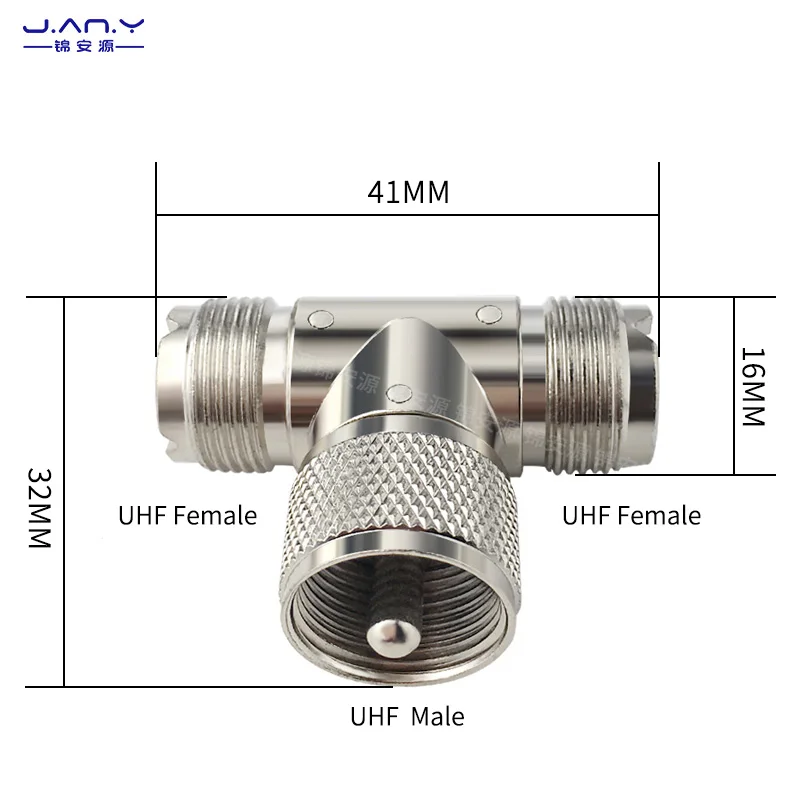 Pure copper UHF one centimeter two female adapter SL16 large M-seat three-way splitter RF RF coaxial connector