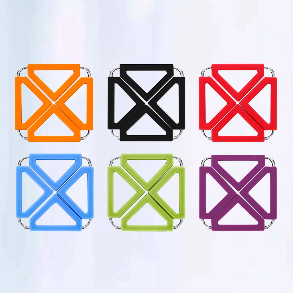

6 Pcs Insulated Table Mat Bowl Hot Pot Holder Foldable Pad Square Non-slip Coasters