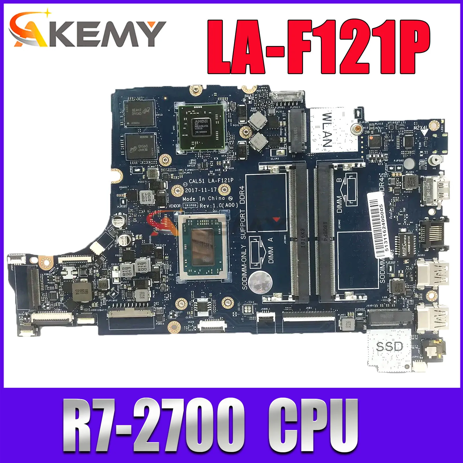 

5575 5775 For DELL Motherboard CAL51 LA-F121P R3-2200 R5-2500 R7-2700 cpu Mainboard CN-0P34C9 09XH0N 082KGC