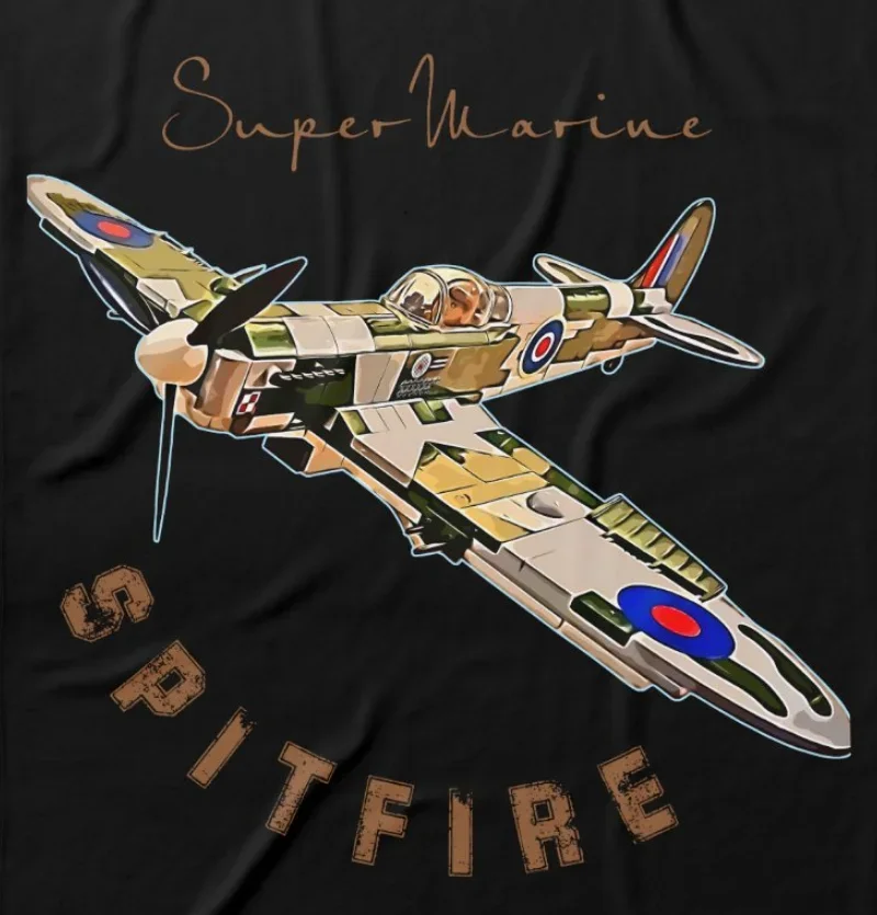 

WWII RAF Supermarine Spitfire Fighter Aircraft T-Shirt 100% Cotton O-Neck Summer Short Sleeve Casual Mens T-shirt Size S-3XL