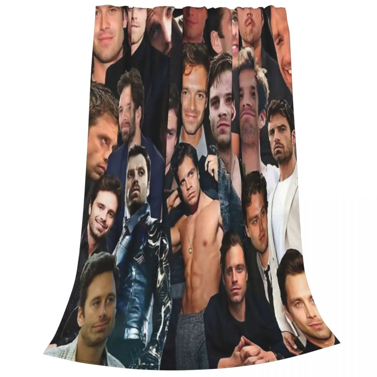 Sebastian Stan Collage Blanket Flange Textile Decor Portable Super Soft Throw Blankets for Home Office Plush Thin Quilt