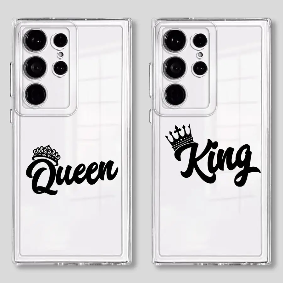King And Queen Case for Samsung Galaxy S26 S25 Edge S22 FE S23 Ultra S24 Note 20 Ultra 10 S21 S20 Plus Phone Cover 