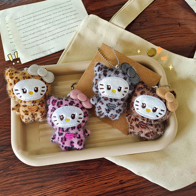 Cartoon Anime Leopard Kt Cat Plush Dolls Keychain Pendant Cute Plush Toys Brooch Kawaii Backpack Decoration Accessories Gifts