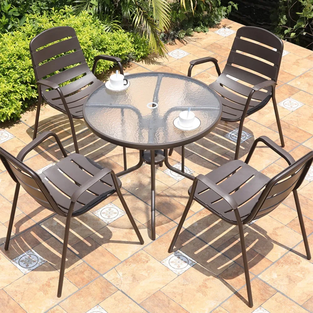 Customizable Outdoor Leisure Table and Chair Courtyard Combination Terrace Modern Simple Garden Outside Tea Outdoor Cafe