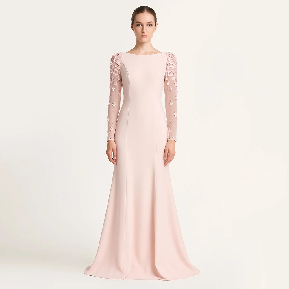 Suknie wieczorowe w stylu arabskim, syrenka, szyte na miarę, dekolt okrągły, cekiny, kamienie, suknia balowa, فستان سهرة نسائي