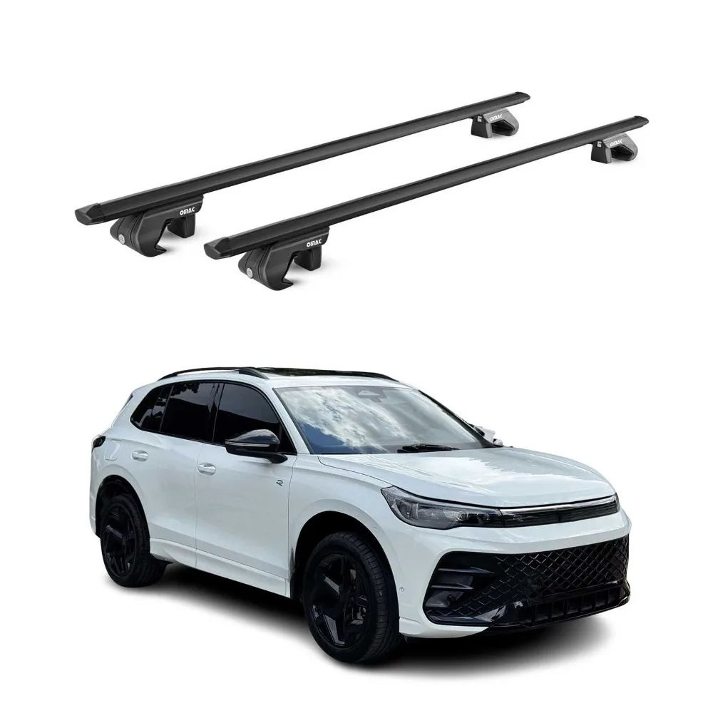 Enhance the car's luggage carrying capacity,Roof Rack Cross Bars Luggage Carrier for VW Tiguan 2025 Black Alu 2 Pieces