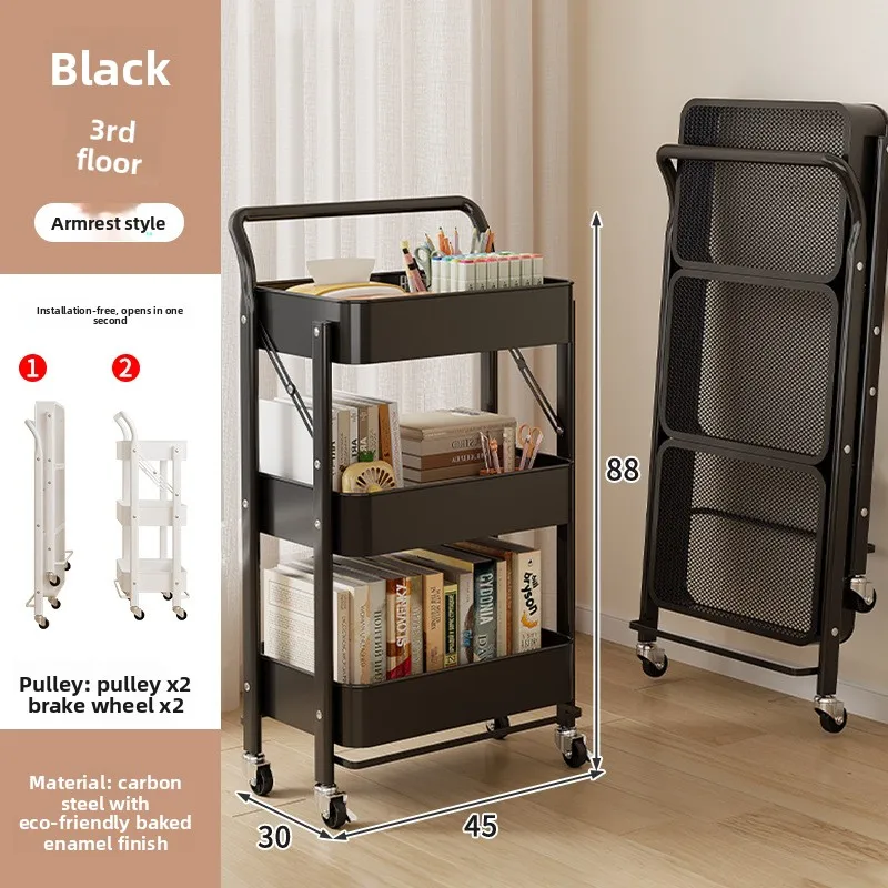 Stable Removable rack Multi-layer shelf Next to desk Foldable storage rack Kitchen bathroom trolley image 4