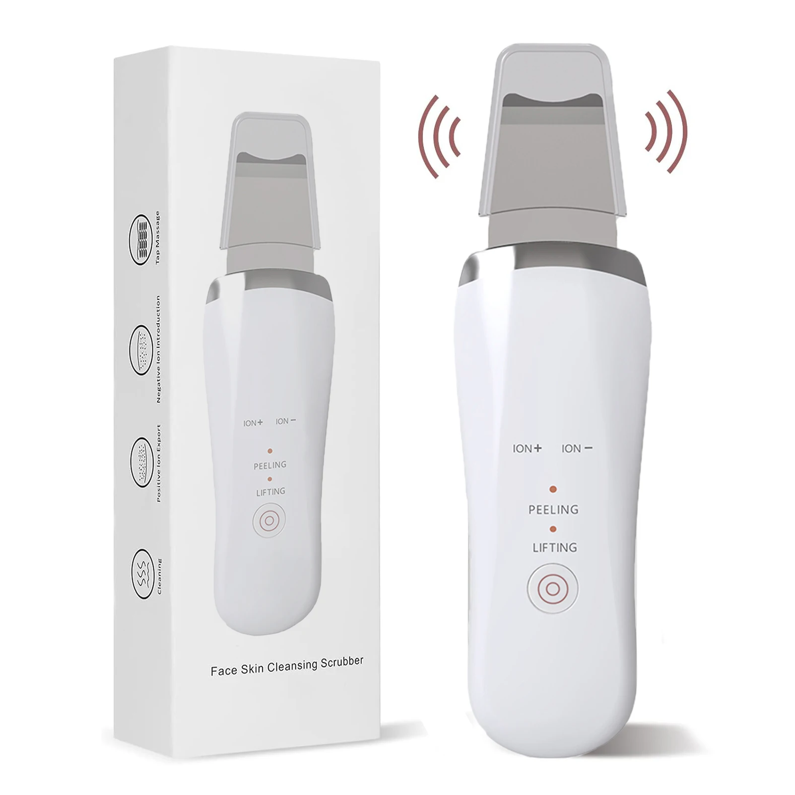 เครื่องขัดผิว Face Spatula Skin Spatula Pore CLEANER Blackhead Remover เครื่องมือสําหรับทําความสะอาดผิวหน้าอย่างล้ําลึก-4 โหมด-สีขาว