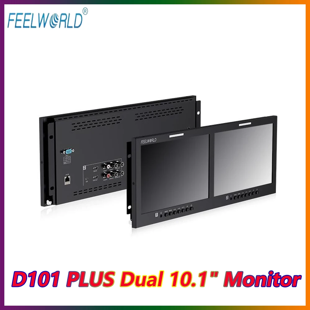 FEELWORLD D101 PLUS Dual 10.1 inch 4RU Rackmount Monitor 4K HDMI SDI 1920x1200IPS Monitor For Camera Photography