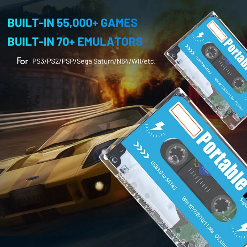 قرص صلب متنقل 500G HDD مدمج 60000+ ألعاب 70+ محاكيات 38 نظام ألعاب لـ Win7/8/10/11