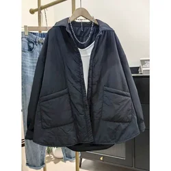 Quilted Coats for Women Lightweight Cotton Added Korean Style Polo-neck Jackets Casual Vintage Keep Warm Winter Clothes Women