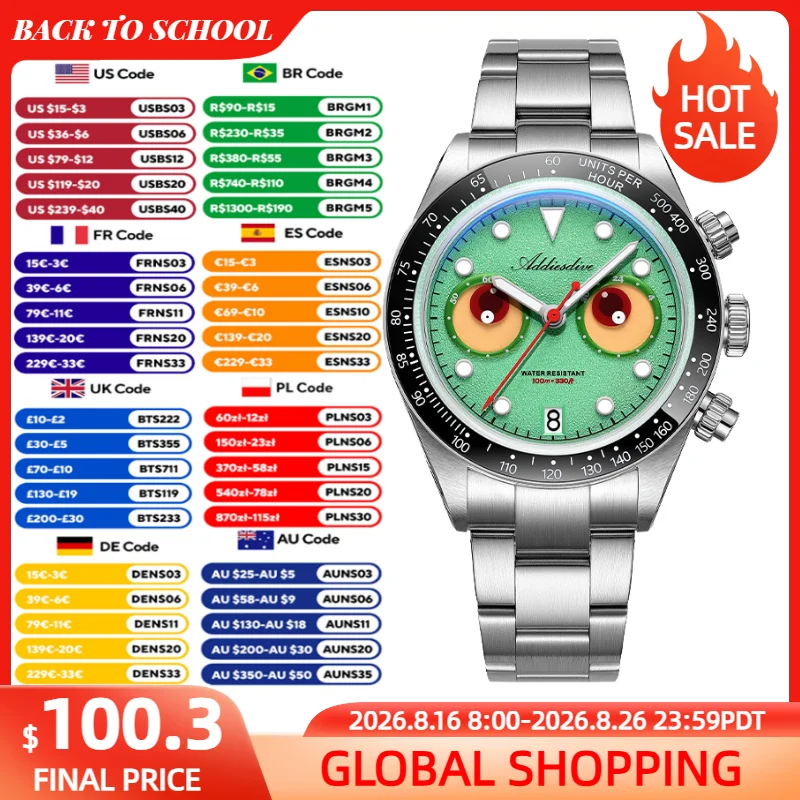 Zero Luxury Watch - ADDIESDIVE AD2557 Luxury Men's Watch VK64