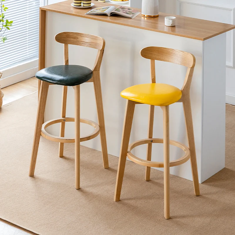 Design Wooden Chairs For Kitchen Lightweight Chairs Bar Backrest Barber Shop Cheap Counter Stools Tabourets De Bar Furniture