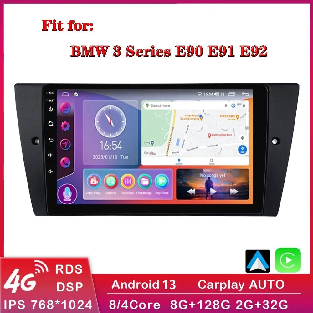 

4G+WIFI Carplay Android 13 Car Radio For BMW 3-Series E90 E91 E92 E93 Multimedia Video Player Navigation GPS No 2din 2 din dvd
