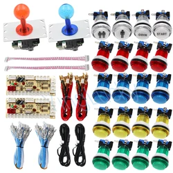 DIY LED Joystick Arcade Kits 2 Players With 20 LED Arcade Buttons + 2 Joysticks + 2 USB Encoder Kit + Cables Arcade Game Parts