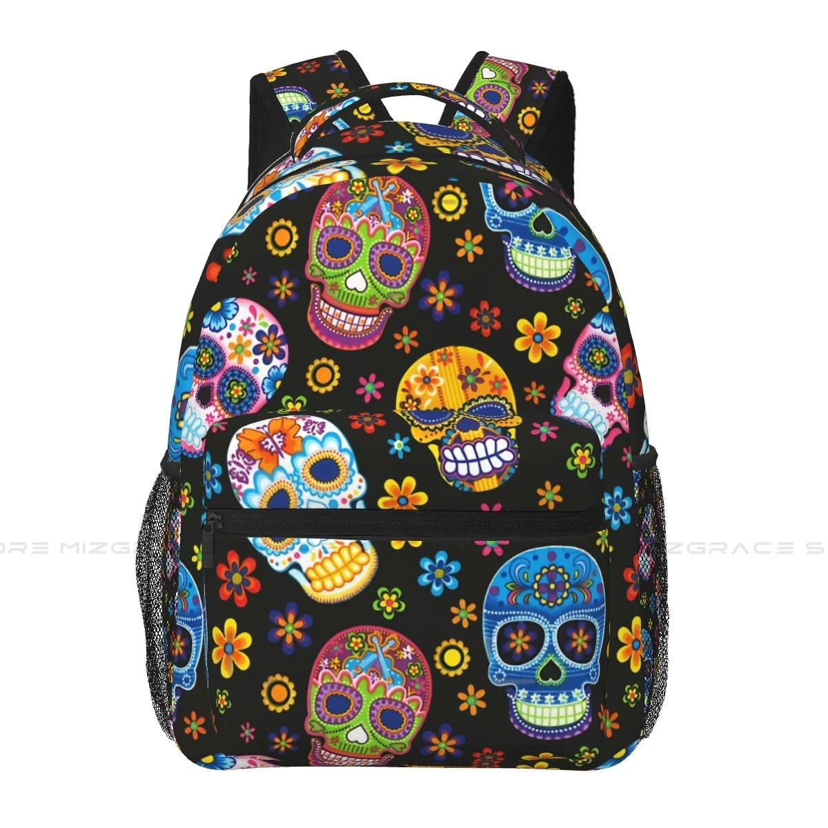 

Day Of The Dead Sugar Skulls Students School Bags Skull Style Boy Girl Fashion Teens Books Backpack Soft Rucksack Unisex