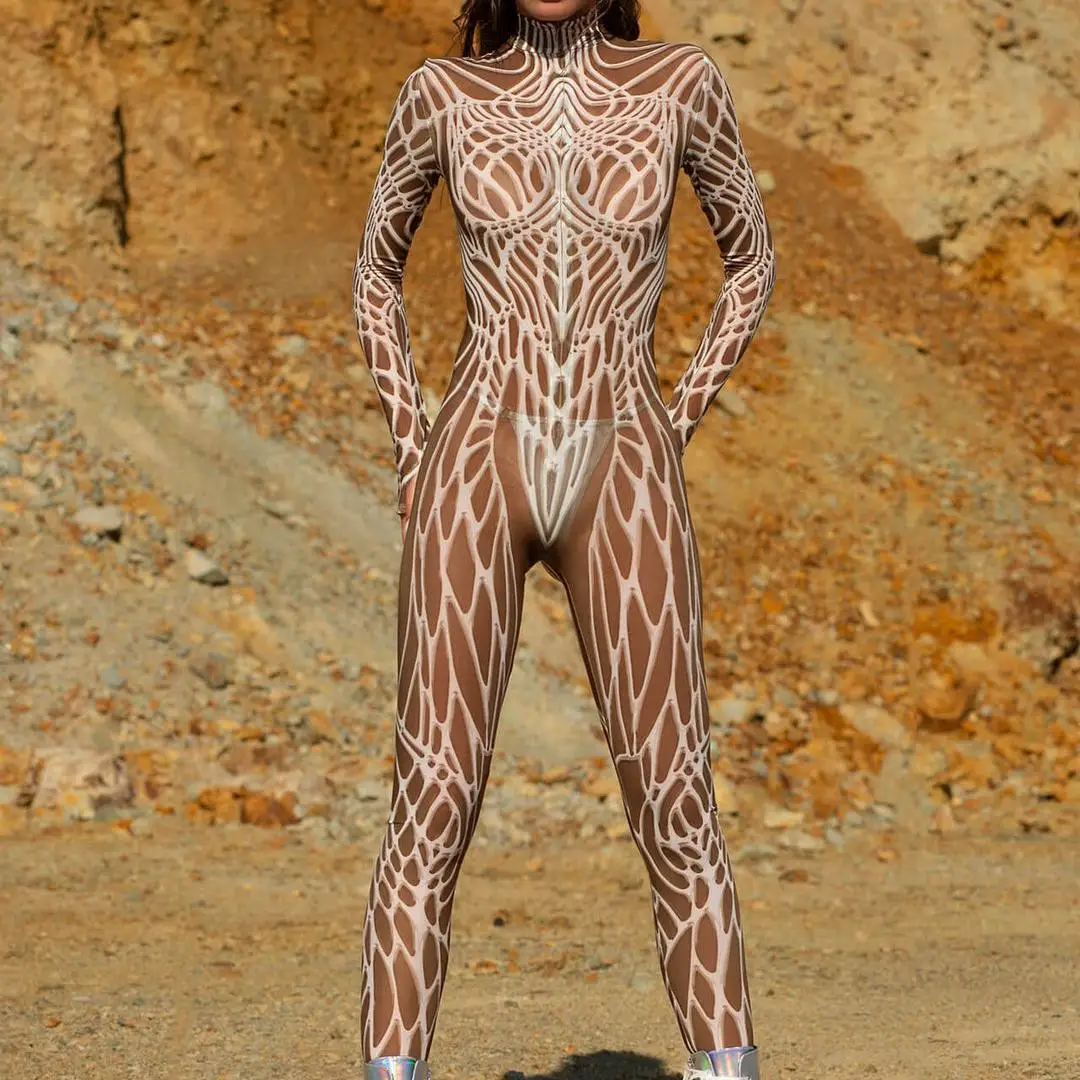 

Adult Halloween Bodysuit Front Zipper Party Costume Stretch Skinny Catsuit Jumpsuit 3D Digital Printing Carnival Party Cosplay