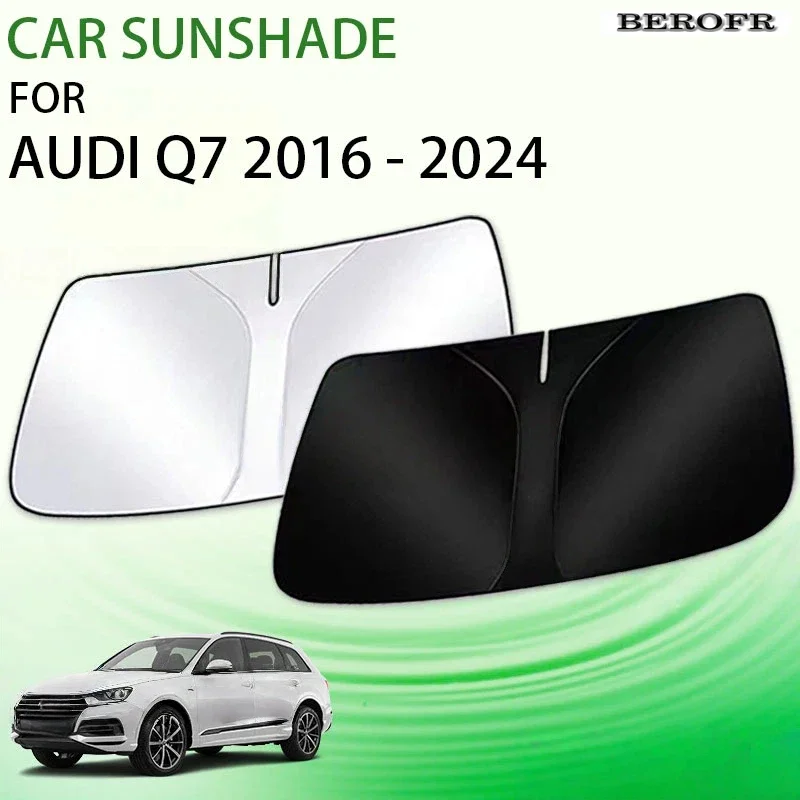 Car Summer Sun Shade For Audi Q7 4M 2016 - 2024 SQ7 Parts Front Windshield Window UV Protector Storage Vehicle Cover Accessories