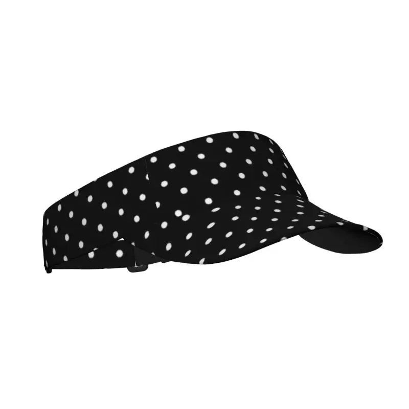 Polka Dot Black and White Structured Brim Quick-Dry Sun Visor Hat Lightweight Sun Protection Sports Visor for Tennis Men Women