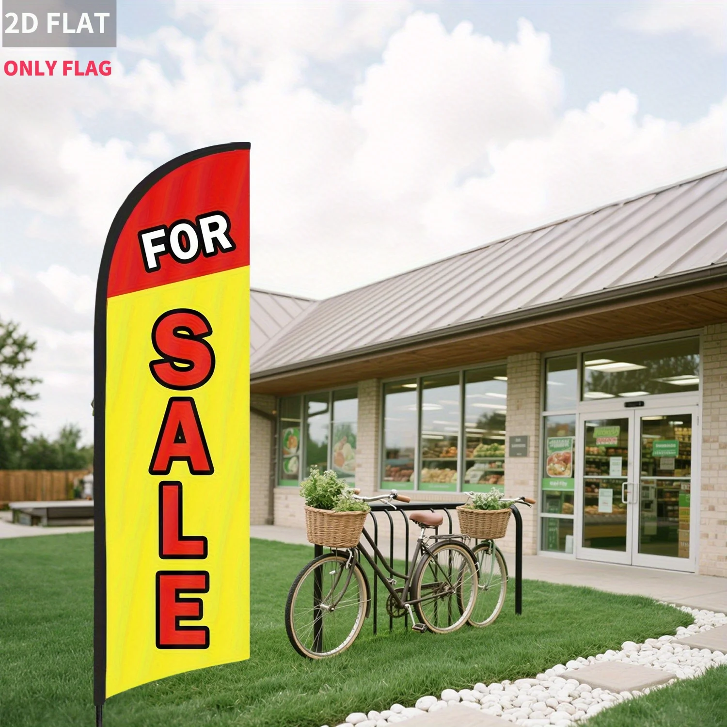 

2d flat Yellow 'FOR SALE' Feather Banner Flag(ONLY FLAG)-Single Sided Durable Polyester Business flag, Ideal for Advertising