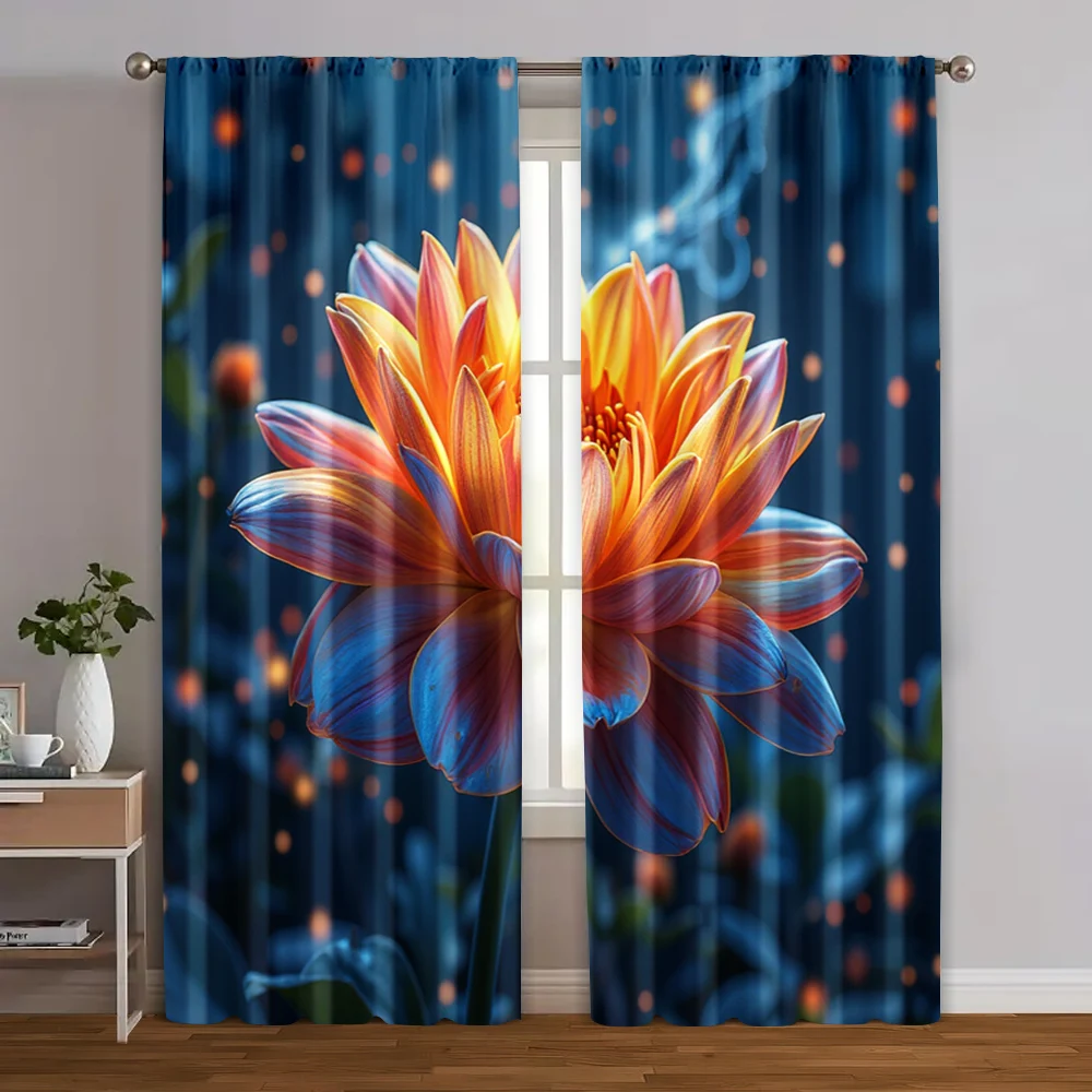 2pcs, Curtains Roller Blinds Abstract Flower Versatile 100% Polyester (without rod) Versatile All Perfect for Living Room,