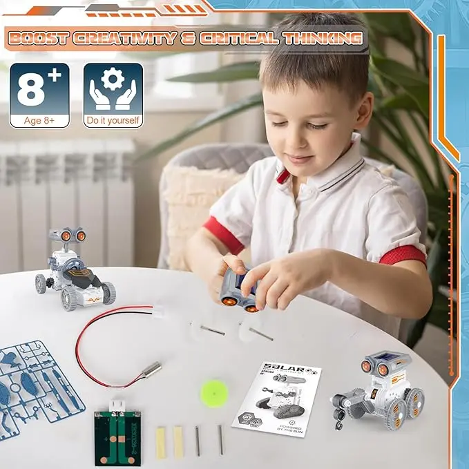 14 in 1 Kit Pembuatan Robot Tenaga Surya, Robot Tenaga Surya yang Sudah Dirakit, Mainan Blok, Puzzle Sains, Permainan Edukasi, Hadiah untuk Anak-Anak