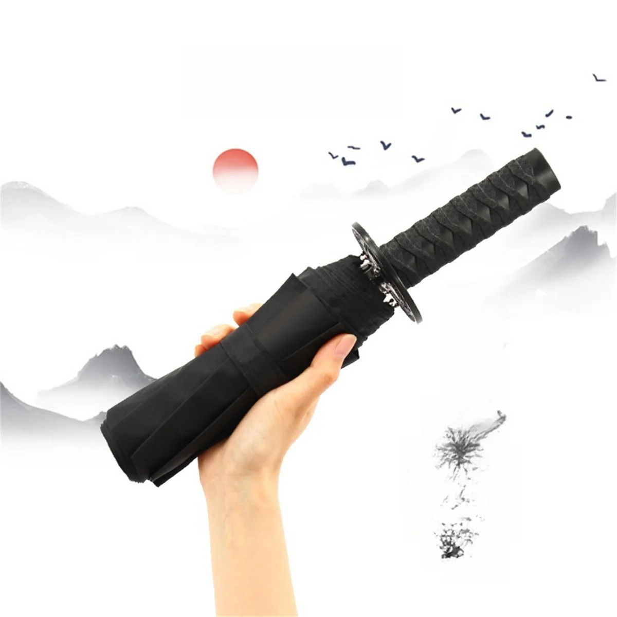 

Creative folding umbrella Japanese samurai sword umbrella windproof sunscreen rainproof personality animation