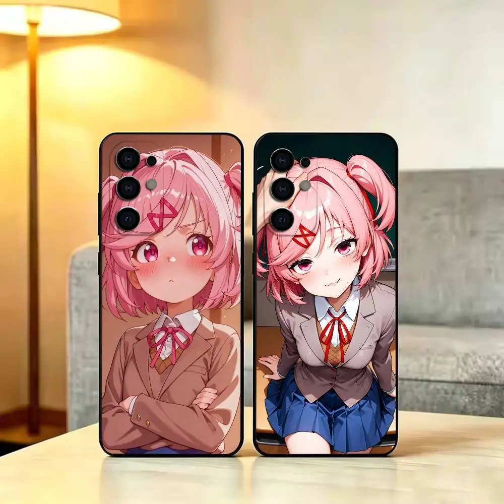Ddlc girl-l n-natsuki-es  Phone Case For Samsung S 25,24,23,22,30,21,10,9,Ultra,Plus,Lite,FE,4,5 G Soft Black Case