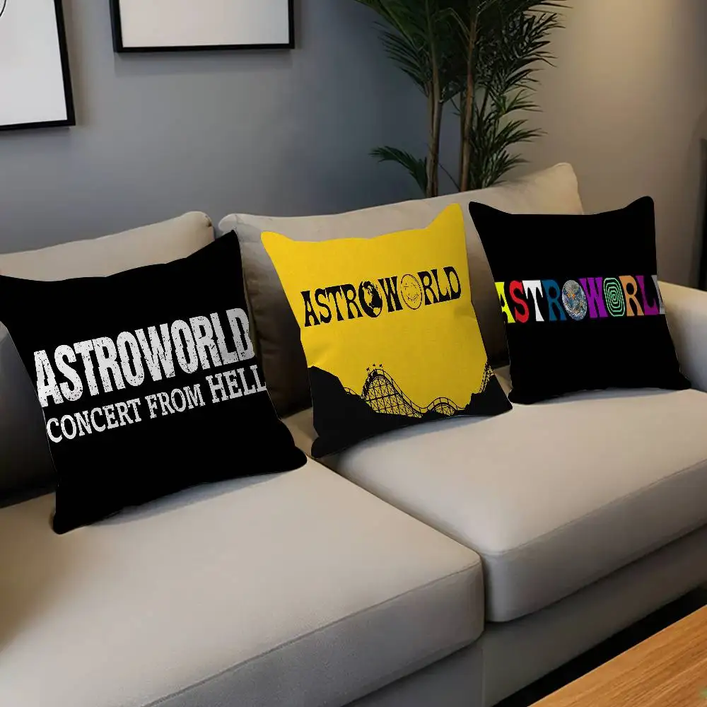 T-Travis S-Scott A-Astroworld Kussenslopen Cartoon Bank Decoratieve Thuis Dubbelzijdig Afdrukken Korte Pluche Leuke Kussenhoes