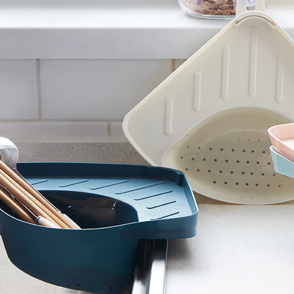 

Tripod Basket Sink Food Filter Rack Suction Cup Garbage Basket Sink Drain Basket Dish Washing Holder for Home Kitchen (Dark Blue