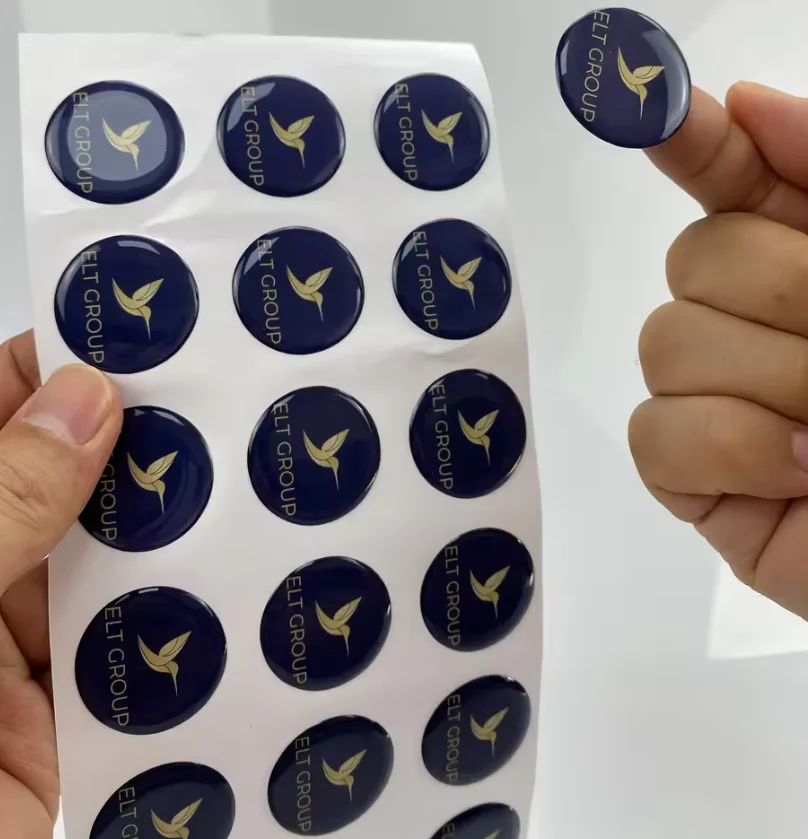 Customized transparent waterproof 3D label 3M gel sticker resin dome epoxy sticker product packaging