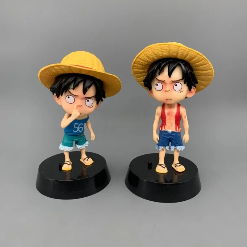 

One Piece figure criminal 2 childhood nose picking carving Luffy Q version anime figure ornament car chassis gift