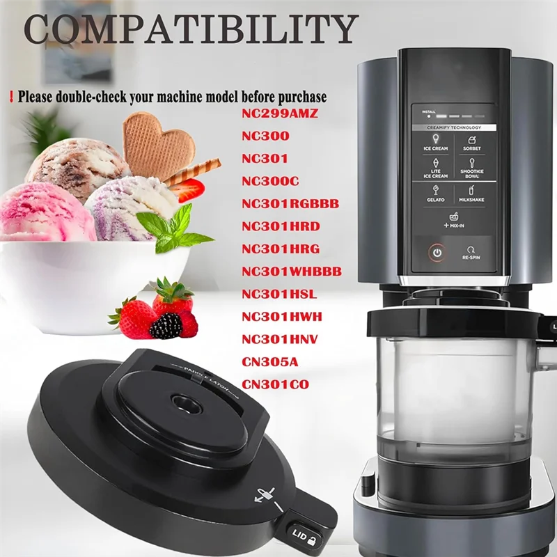 A05G-غطاء بديل لصانع الآيس كريم نينجا وعاء خارجي NC299AMZ NC300 NC301 CN305A سلسلة قابلة لإعادة الاستخدام مع فرشاة التنظيف