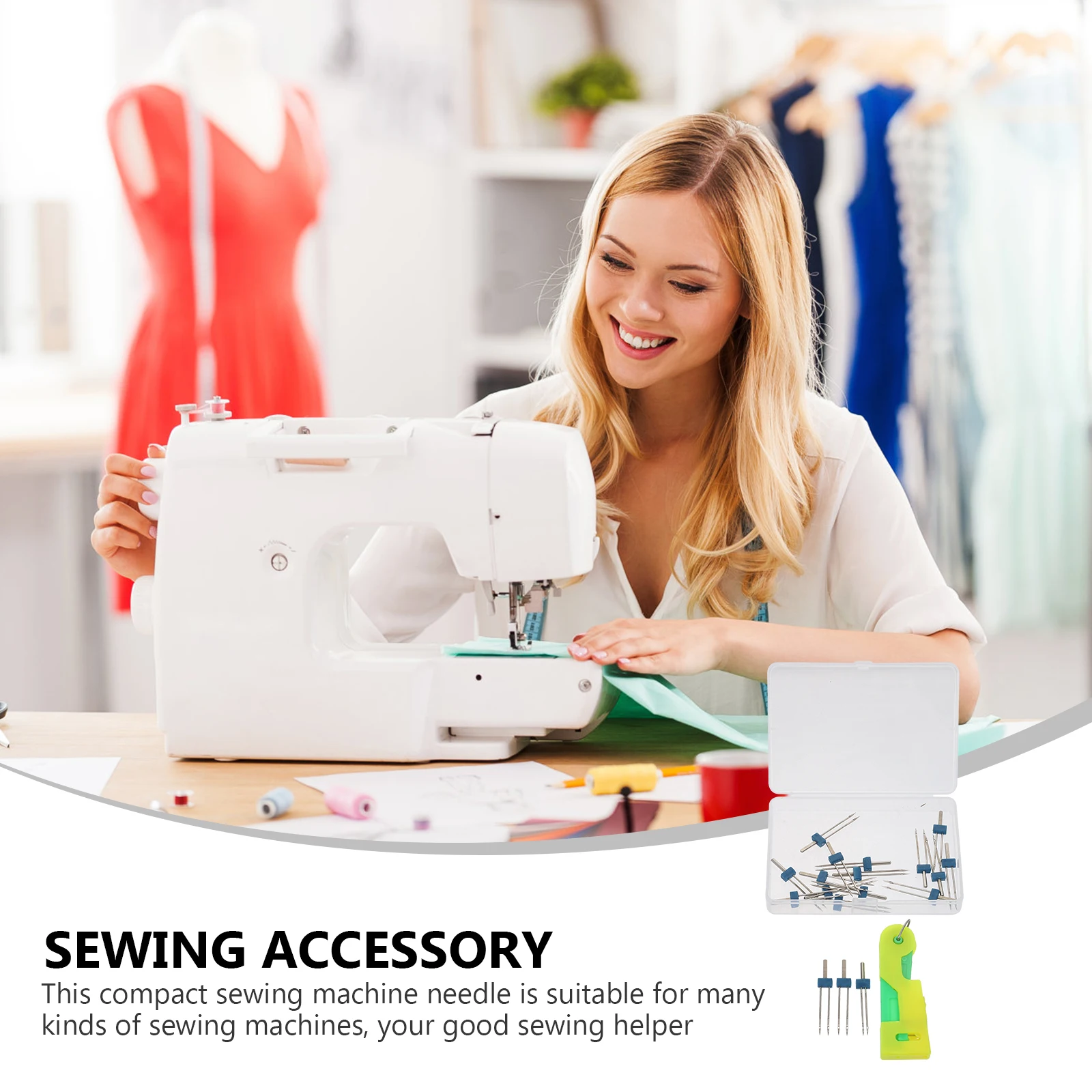 

Sewing Machine Twin Needles Double Pins Accessories Tools Metal Plastic Storage Box Sewing Supply Long Lasting Durable Easy