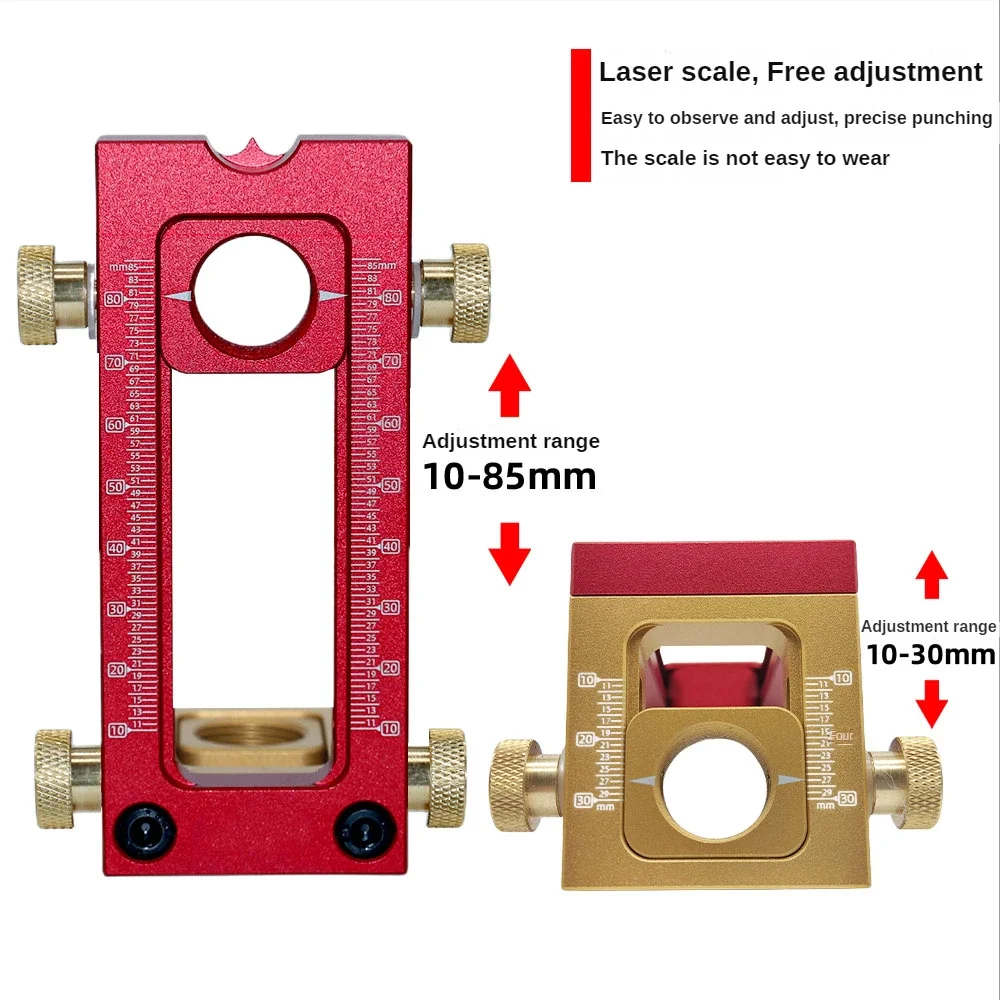 2 In 1 Drill Guide Doweling Jig Bed Cabinet Screw Punch Locator Woodworking Hole Drill Bit Set 5-Hole 6/8/10/12/15mm Pin Fixture