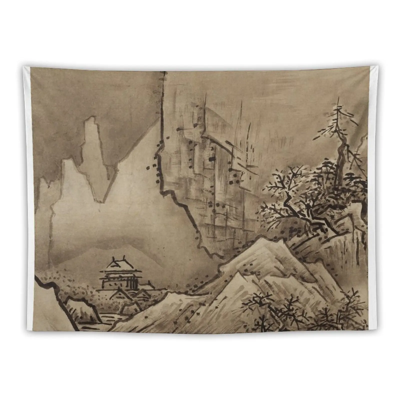 

Ink drawing autumn and winter landscape by Sesshū Tōyō Tapestry Room Aesthetic Room Decoration Accessories Tapestry