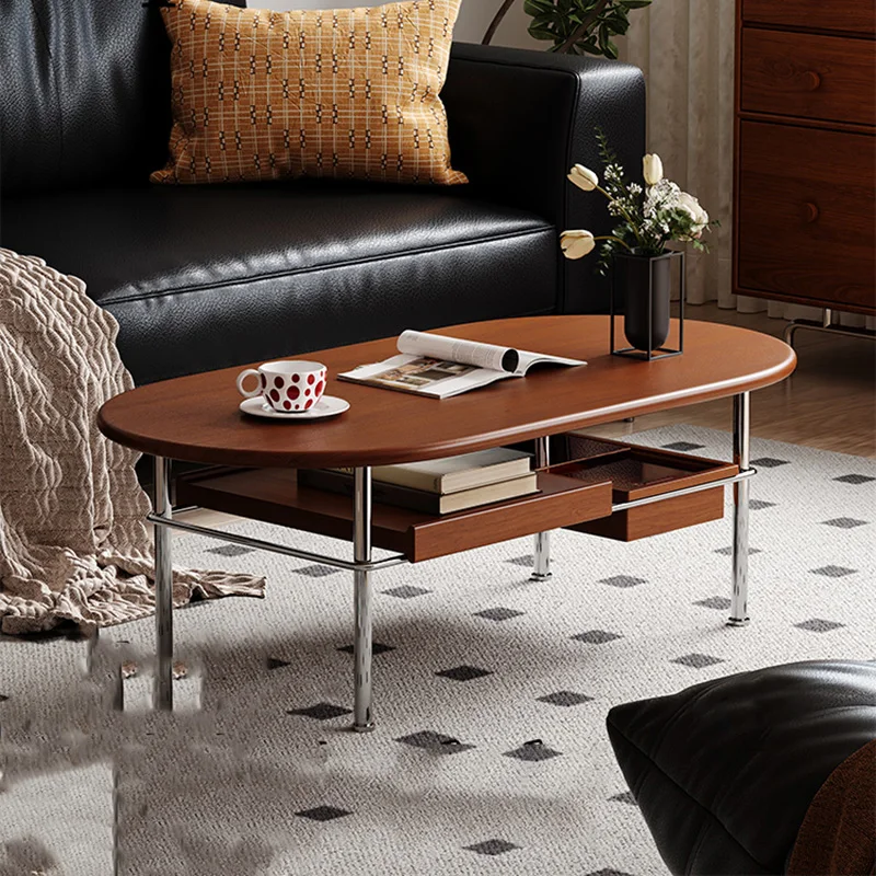 

Oval Metal Legs Coffee Table Modern Drawers Unique Glamour Coffee Table Trendy Luxury Coffee Table Living Room Furniture