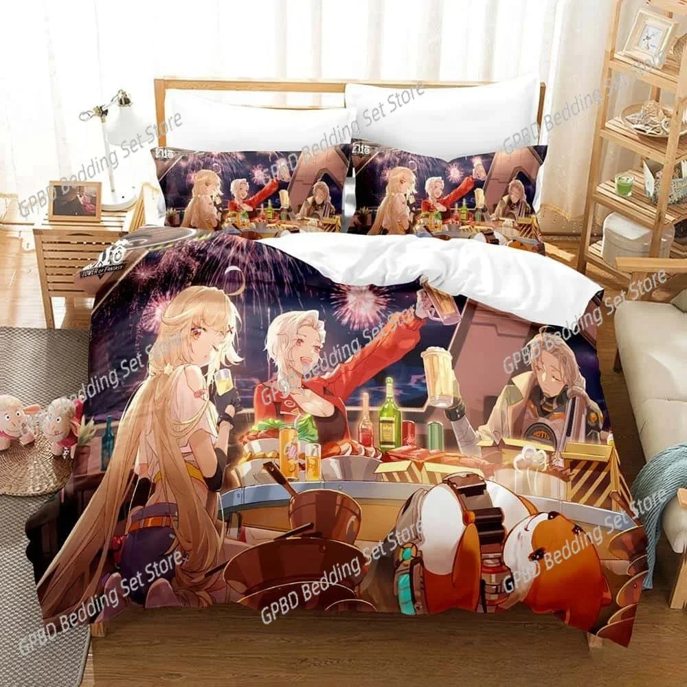 3D Printing Game Tower of Fantasy Anime Comfortable Duvet Cover Pillowcase Bedding Set Children Bedroom Decoration Home Textile
