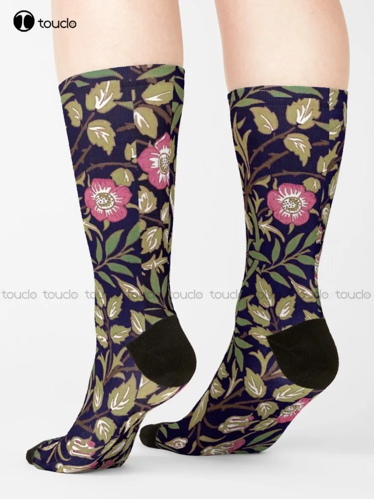 William Morris Sweet Briar Socks Vintage Flower Pattern High Quality Cute Elegant Lovely Kawaii Cartoon Sweet Cotton Sock Retro