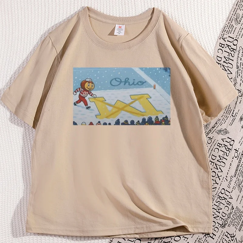 

Ohio-Brutus Snow Football T-Shirt Men Women Loose Short Sleeve High Quality Tshirt Cotton Printed Causal Tees Streetwear