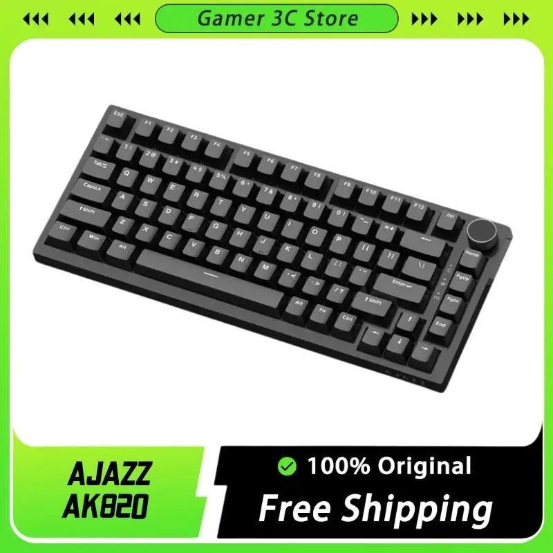 

AJAZZ AK820 Wired Mechanical Keyboard Multifunctional Knob Hot Swap Gaming Keyboard Ergonomics Gasket PC Gamer Accessory Office