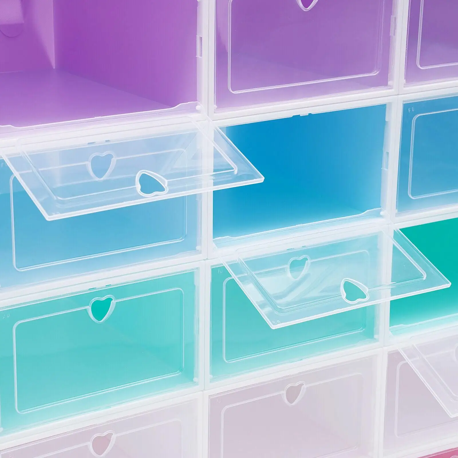 20pcs Foldable Shoe Box Plastic Transparent Shoe Box Storage Clear Stackable Sneaker Organizer Box Thicken Ventilation Organizer