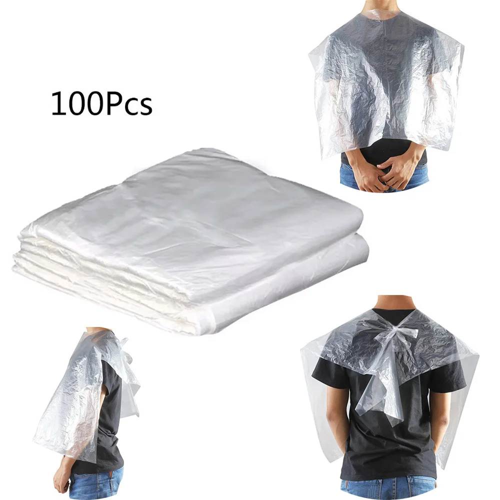 100 Piezas de Capas Desechables Impermeables para Barbería de 60*90cm, Chal para Peluquería, Delantal para Salón de Belleza, Suministros Profesionales para Barberos