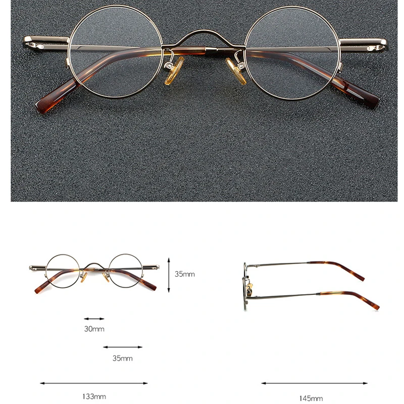 VCKA Anti Blue Discolor Myopia Glasses Frame Men Retro Round Pure Titanium Eyeglasses Women Prescription Eyewear -0.5 to -6.0