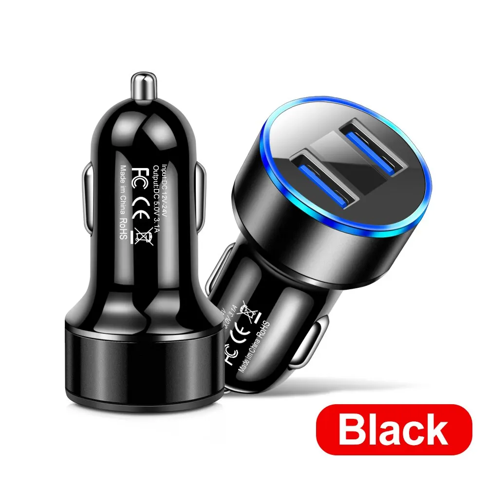 Dual USB 12.5V Voltage Display Car Charger For Cigarette Lighter Smart Phone USB Adapter Mobile Phone Charger Fast Charging