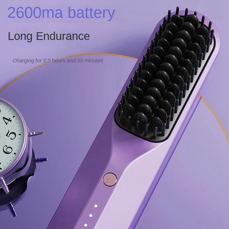 Rechargeable Hot Comb Cordless Hair Brush Straightener Heat Pressing Combs Electric Comb Anti Burn Fast Heating