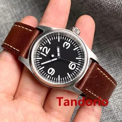 Tandorio 36mm Pilot Sapphire Glass Black Sterile Dial NH35A PT5000 Movement 20ATM Waterproof Diver Aviation Men Watch Luminous