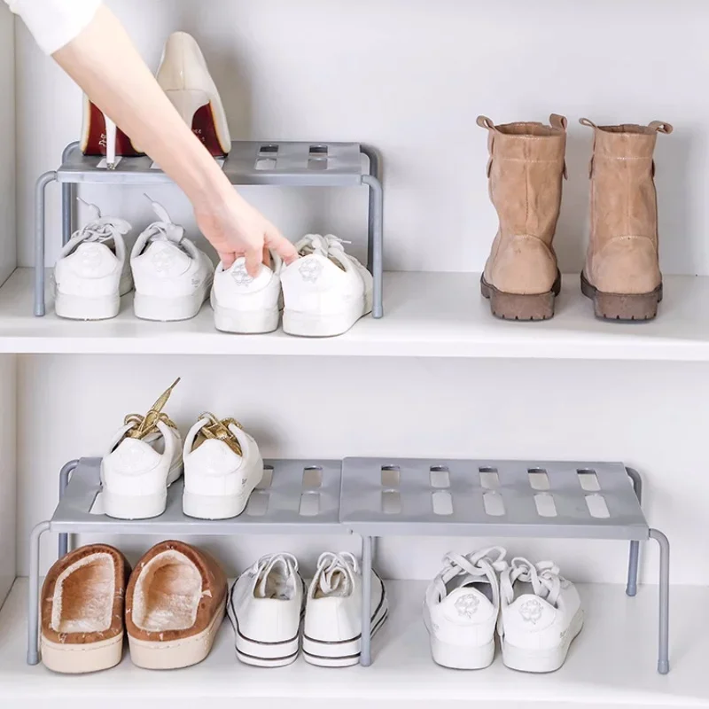 Layered Shoe Rack Extensible Shoe Hanger Storage Space Saving Shelf Telescopic Storage Rack Household Kitchen Cabinet Organizer