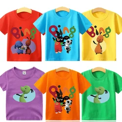 Camiseta de Bing Bunny para niños y niñas, ropa con estampado de figuras de dibujos animados, camisetas de manga corta de algodón de verano, regalo estético