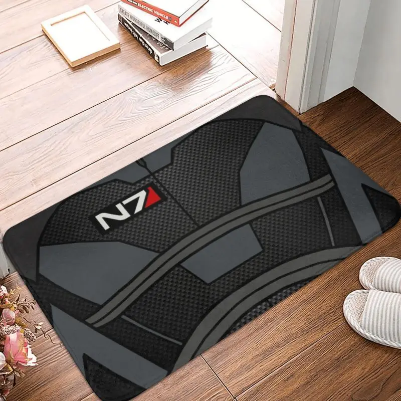 Mass Effect N7 Armor Floor Door Kitchen Bath Mat Anti-Slip Alliance Military Video Game Doormat Garden Entrance Carpet Rug